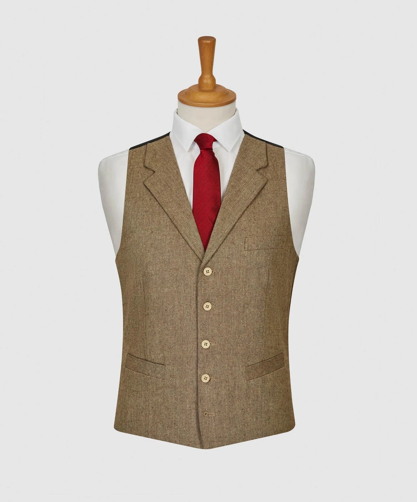 Herringbone tweed waistcoat brown