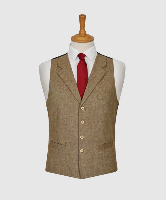 Herringbone tweed waistcoat brown