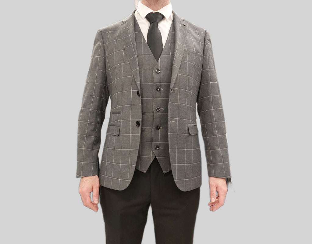 Hobbs Grey 3 Piece Suit With Black Trousers