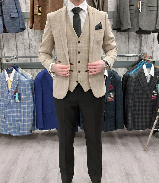 Holland Beige With Black trousers For Hire