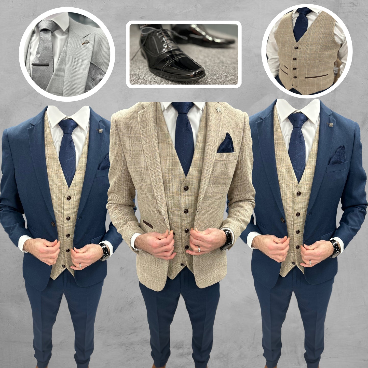Holland Beige + Calvin Navy Hire Wedding Quotation