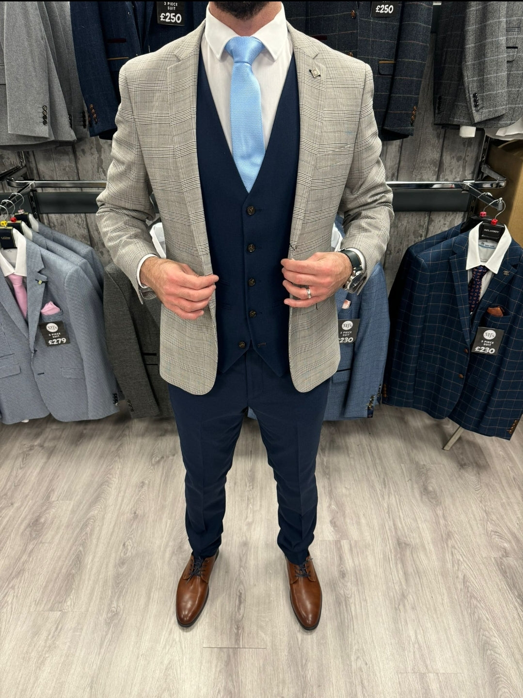 Navy waistcoat with grey suit best sale