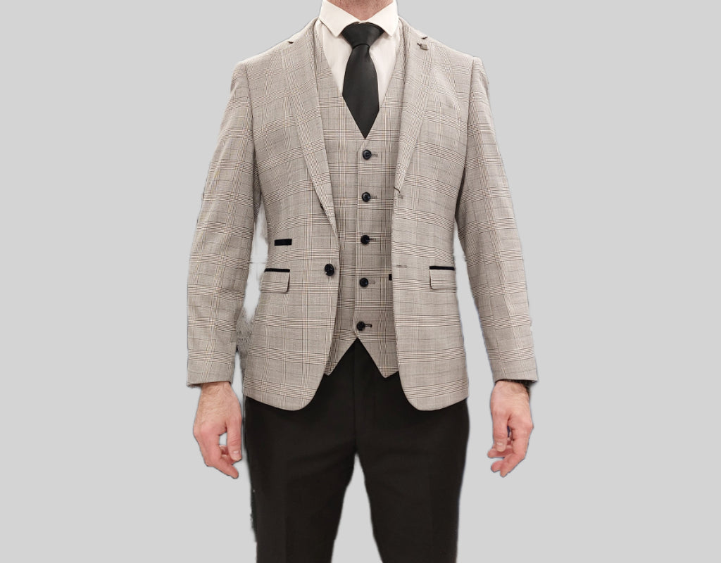 Hugo Grey 3 Piece Suit With Black Trousers