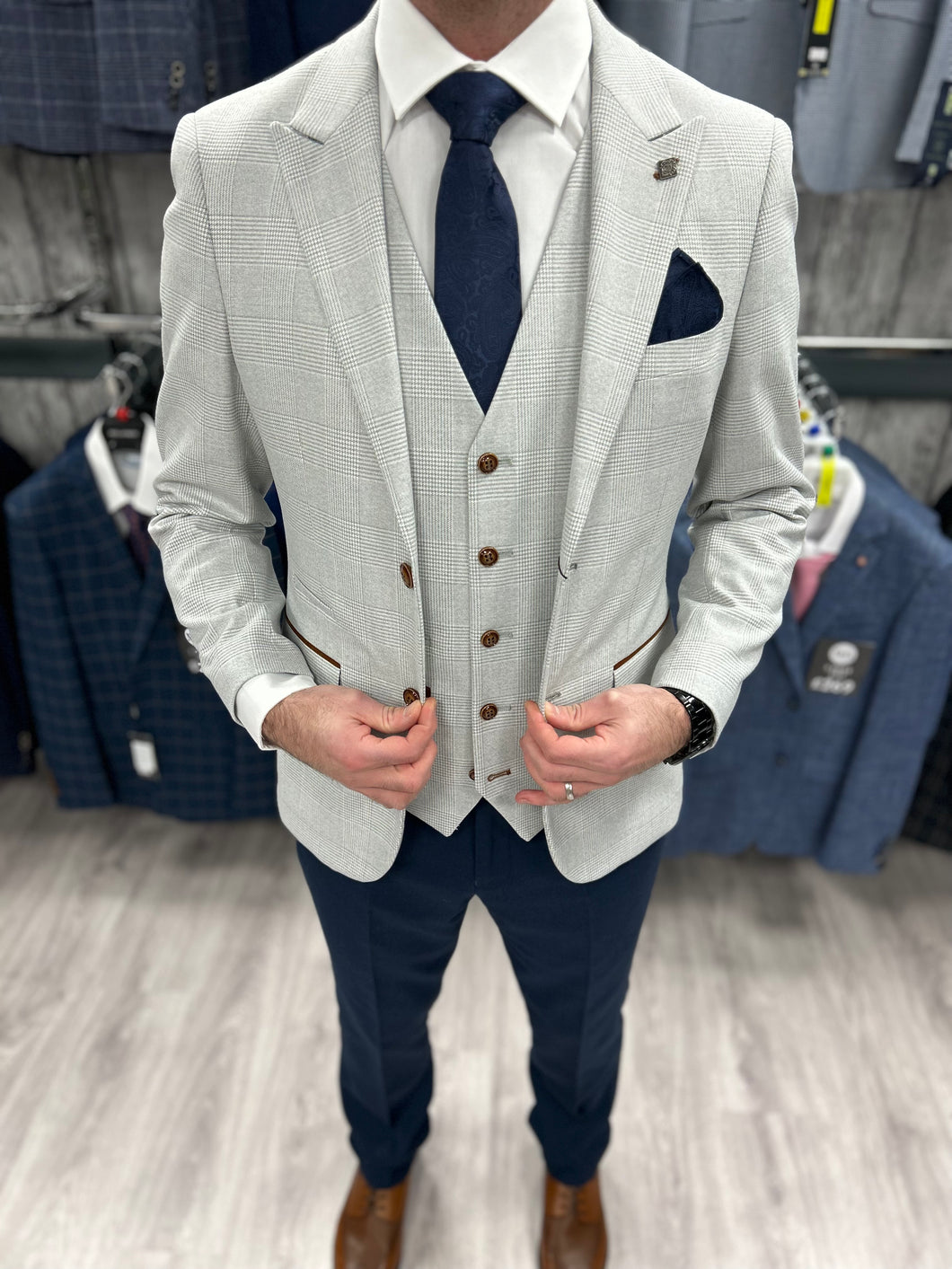 Mark Stone Jacket & Waistcoat - Navy Trousers