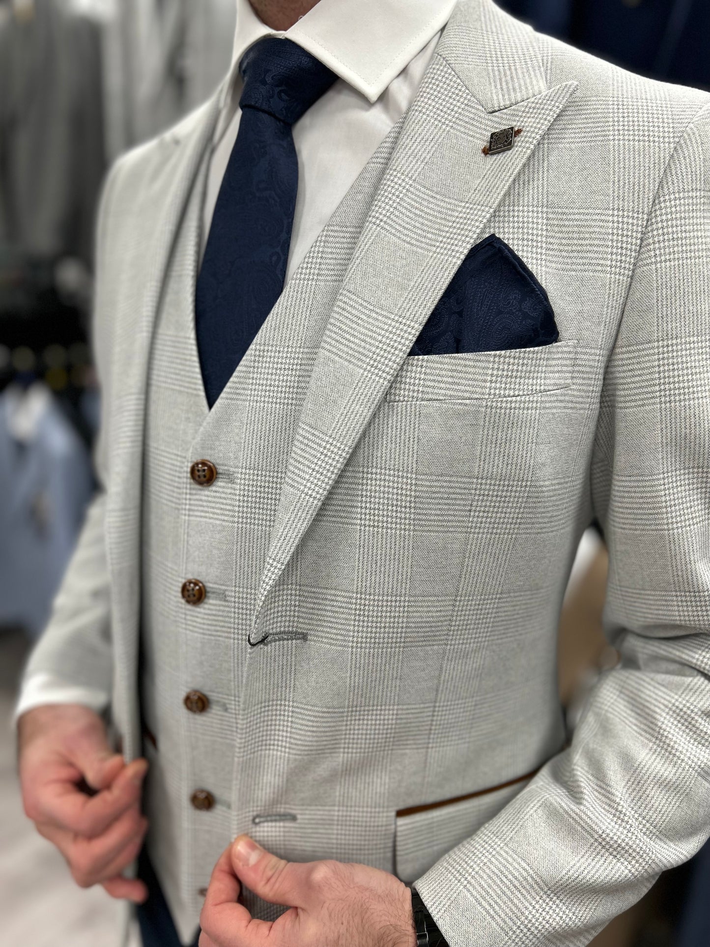 Mark Stone Jacket & Waistcoat - Navy Trousers