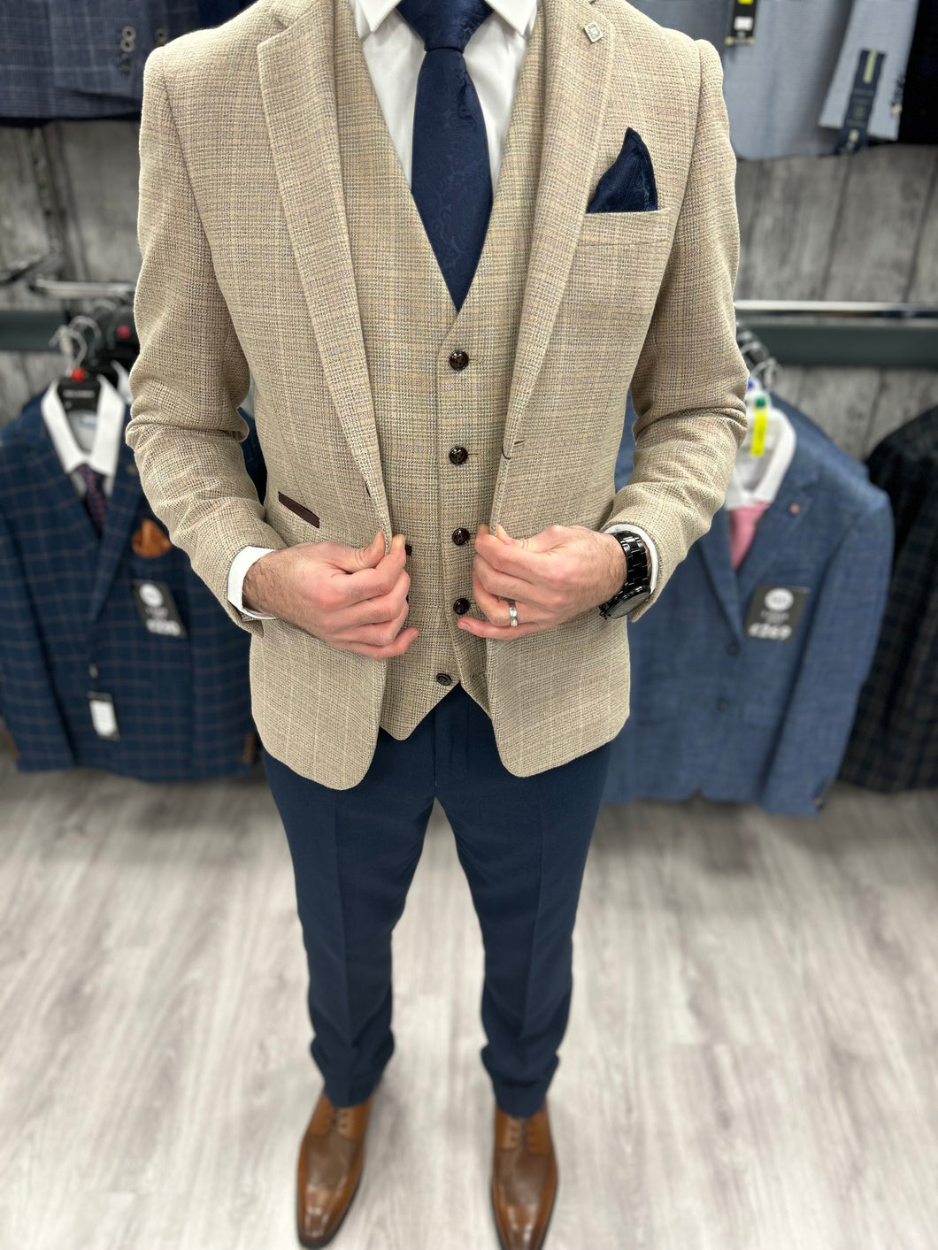 Holland Beige With Navy Trousers