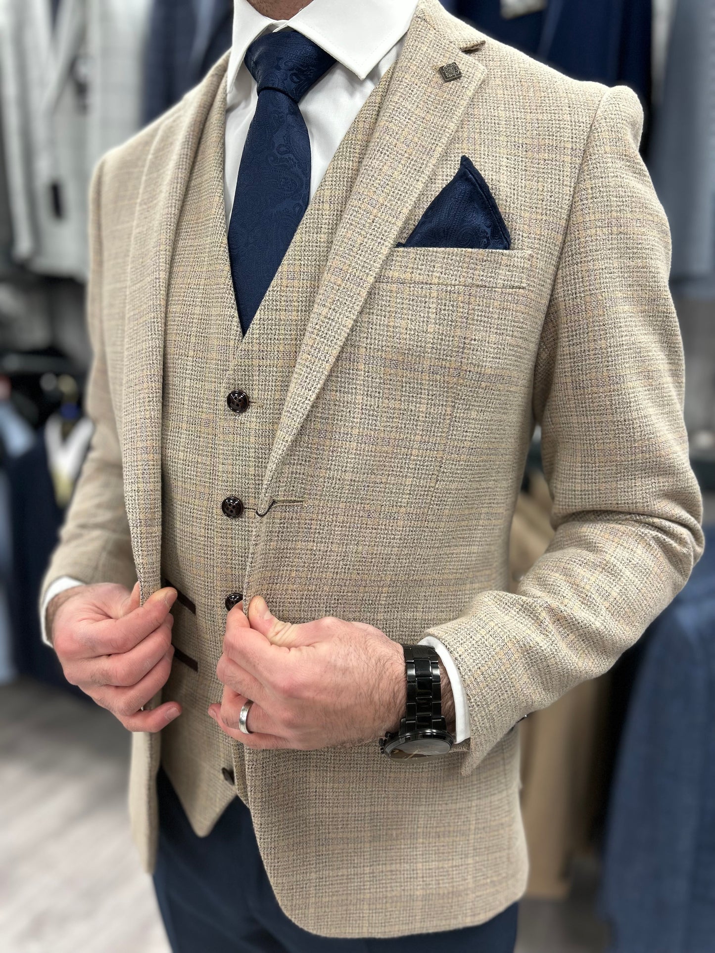 Holland Beige With Navy Trousers