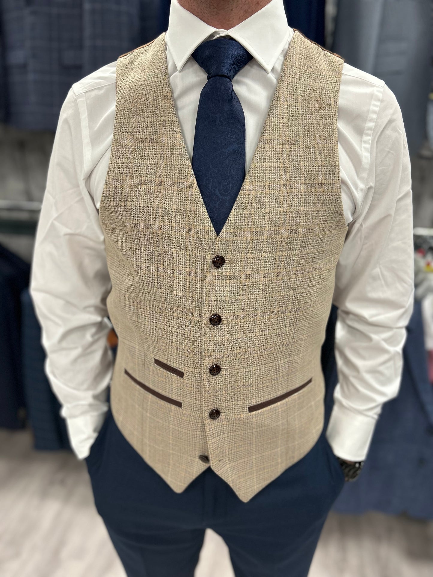 Holland Beige With Navy Trousers