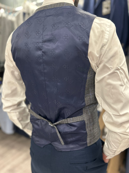 The Dalton Grey Check with navy trouser suit for hire
