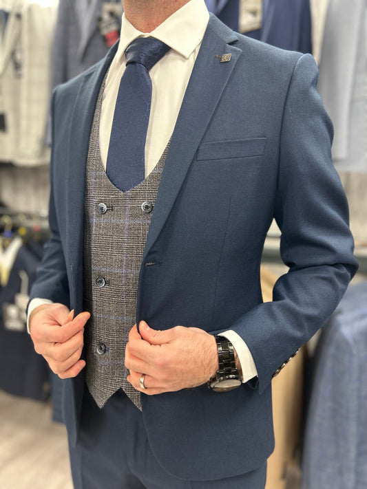 Calvin navy 2 piece with dalton waistcoat suit for hire