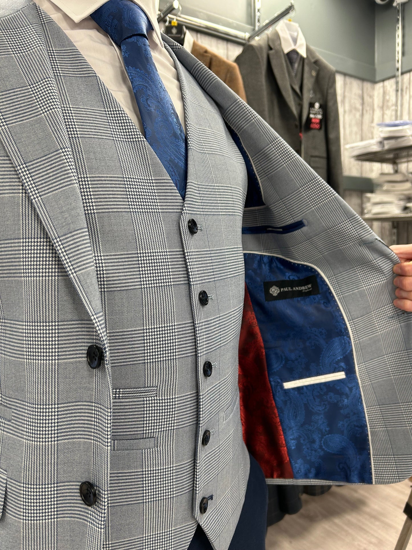 Mark Sky Blue Jacket & Waistcoat - Black Trousers