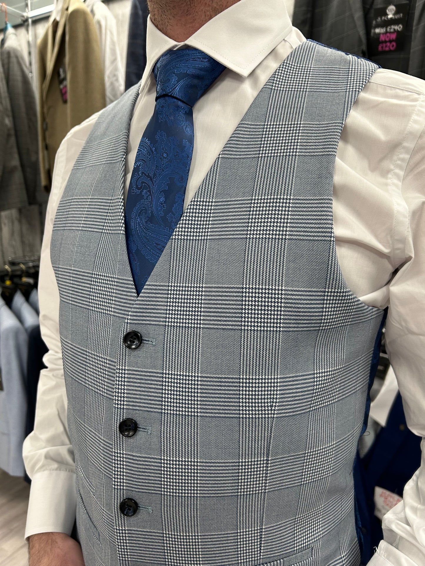 Calvin 2 Piece with Mark Sky Blue waistcoat