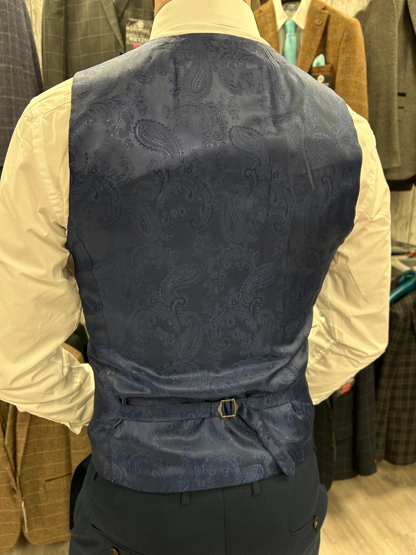 Harris Grey 3 Piece Suit With Navy Trousers