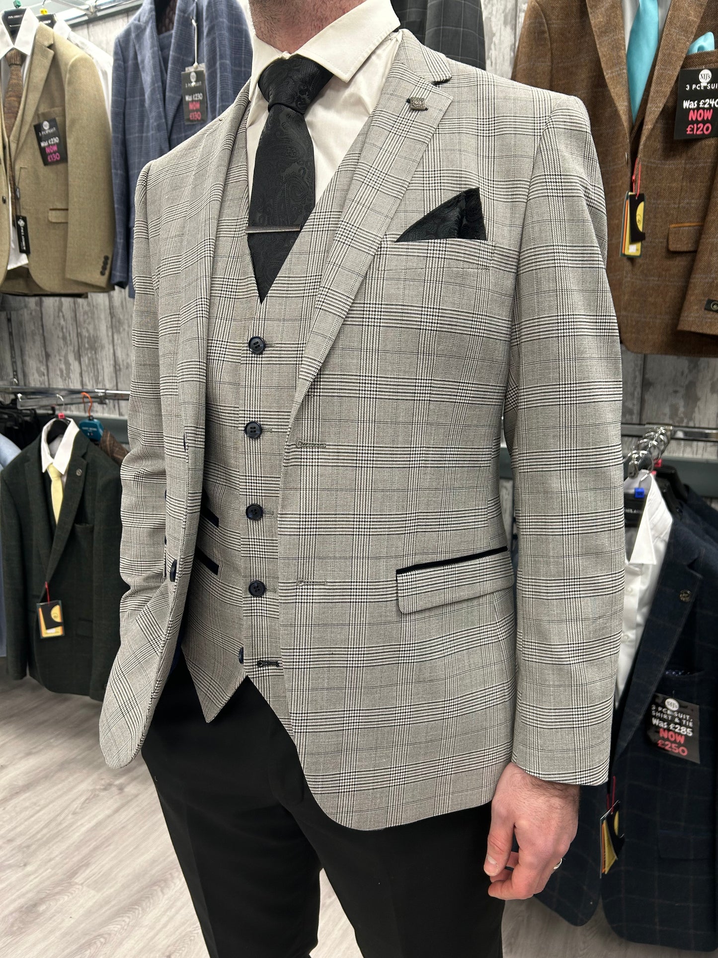 Hugo Grey 3 Piece Suit With Black Trousers