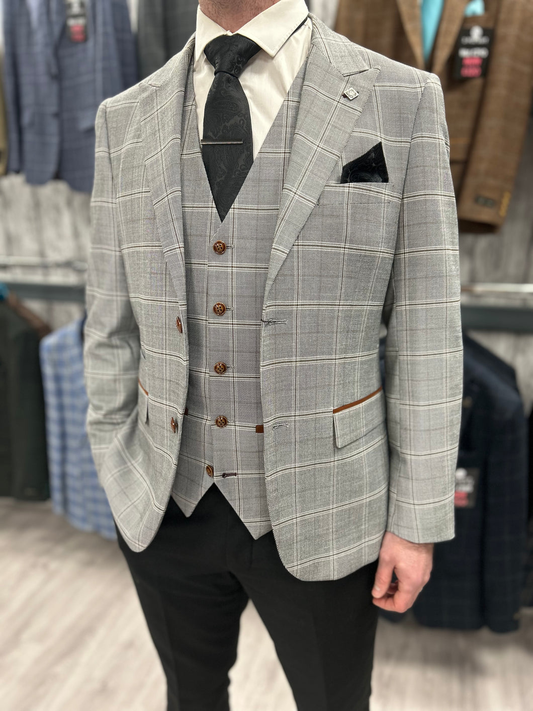 Francis Grey 3 Piece Suit With Black Trousers