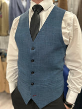 Load image into Gallery viewer, Parker black 2 piece with Viceroy blue checked waistcoat suit
