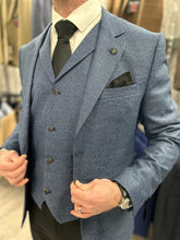 Load image into Gallery viewer, Prince Of Wales Blue Jacket &amp; Waistcoat - Black Trousers
