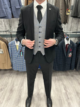 Load image into Gallery viewer, Parker black 2 piece with Arriga waistcoat suit for hire

