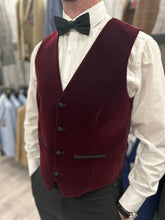 Load image into Gallery viewer, Wine velvet tuxedo 3 piece suit for hire
