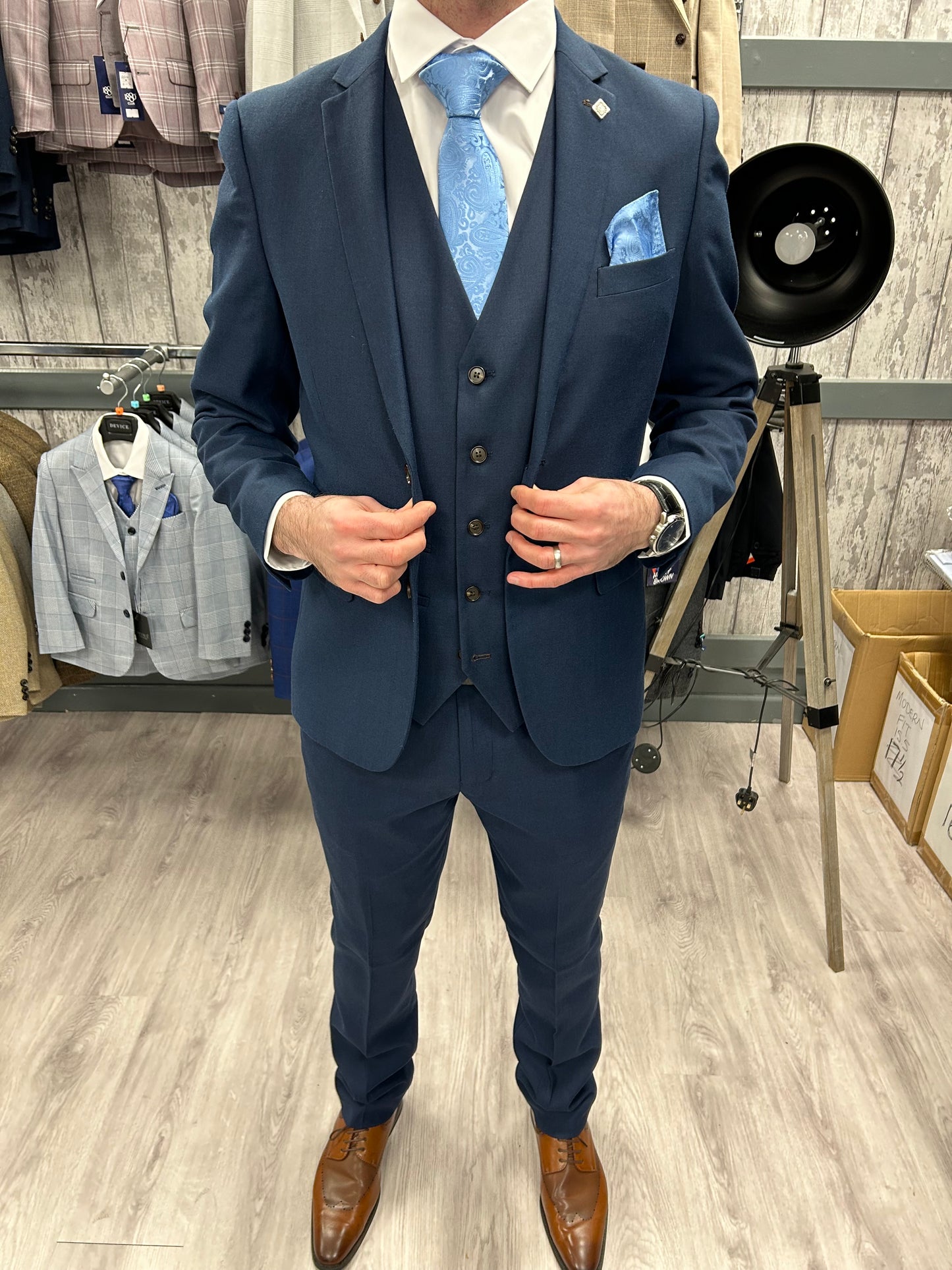 Calvin with Mark Sky + Calvin Navy Hire Wedding Quotation