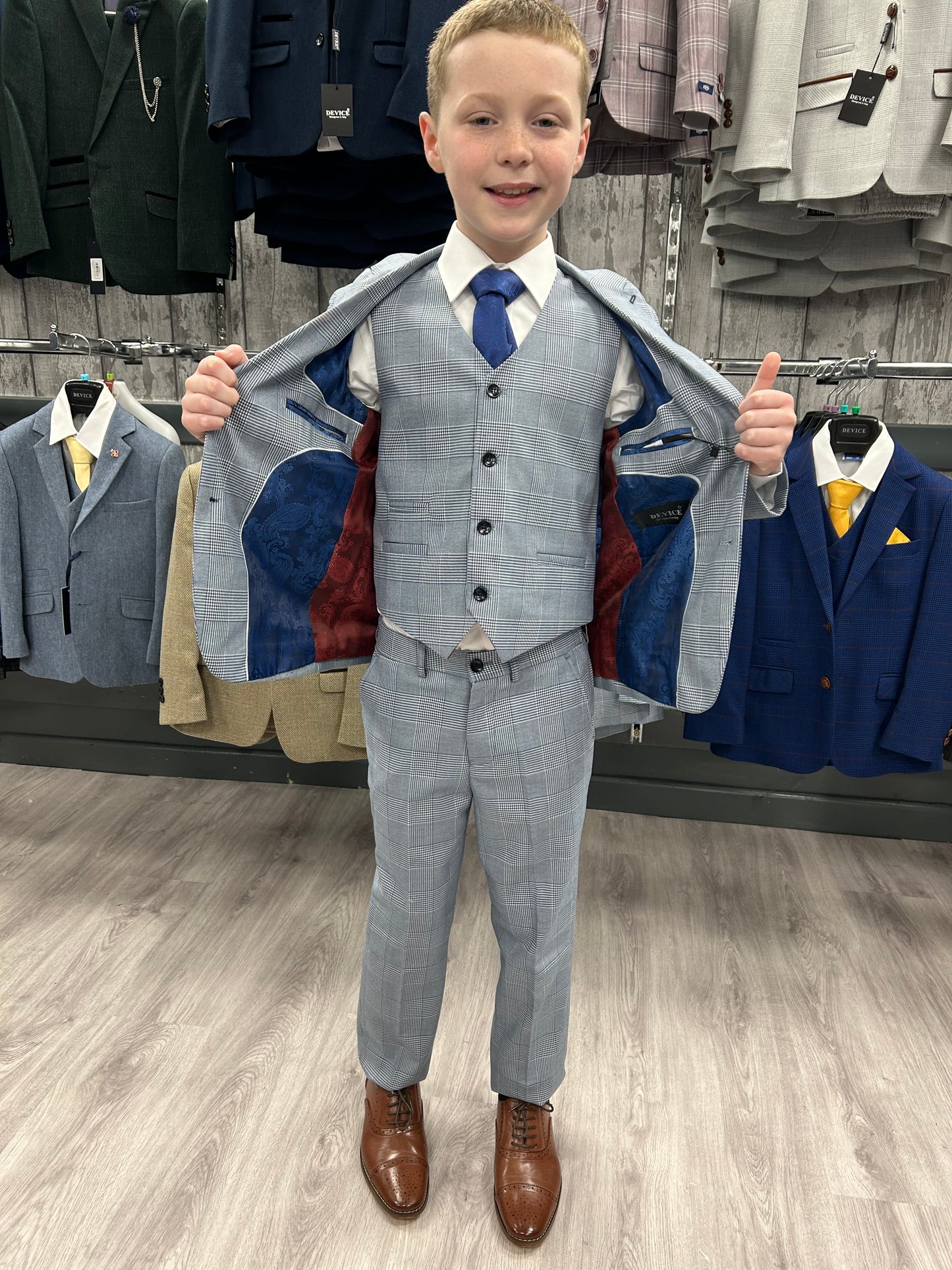 Boy's Mark Sky Blue 3 Piece Suit