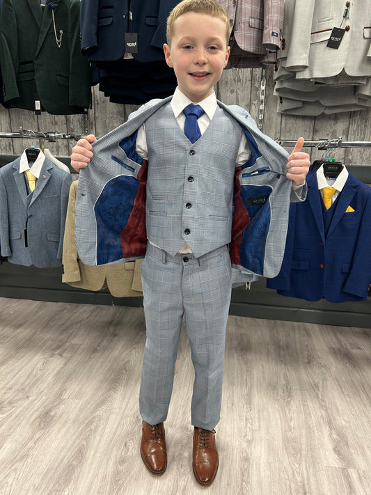 Boy's Mark Sky Blue 3 Piece Suit