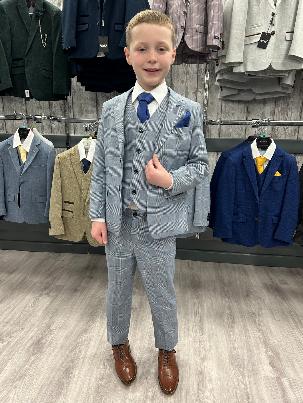 Boy's Mark Sky Blue 3 Piece Suit