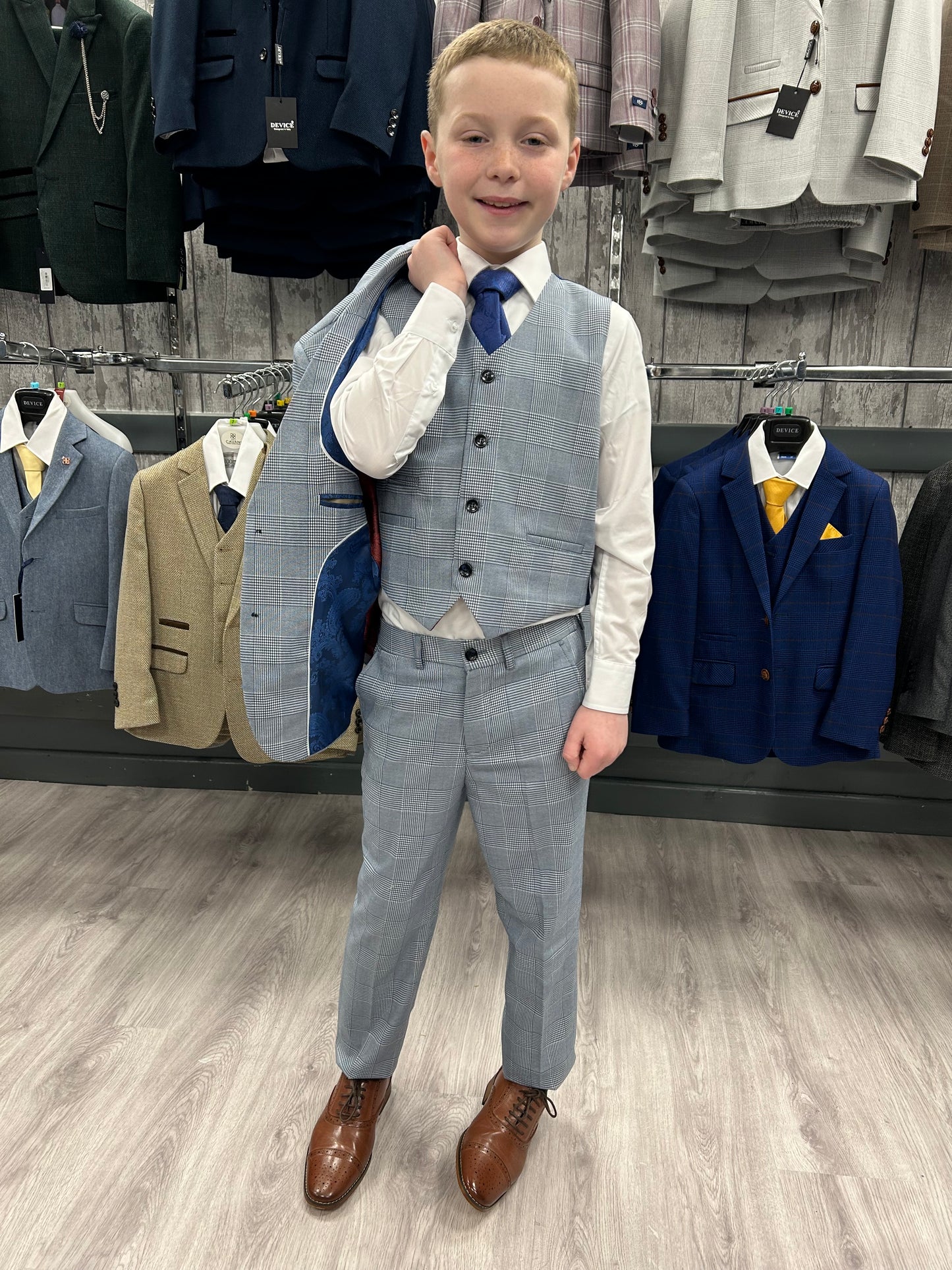 Boy's Mark Sky Blue 3 Piece Suit