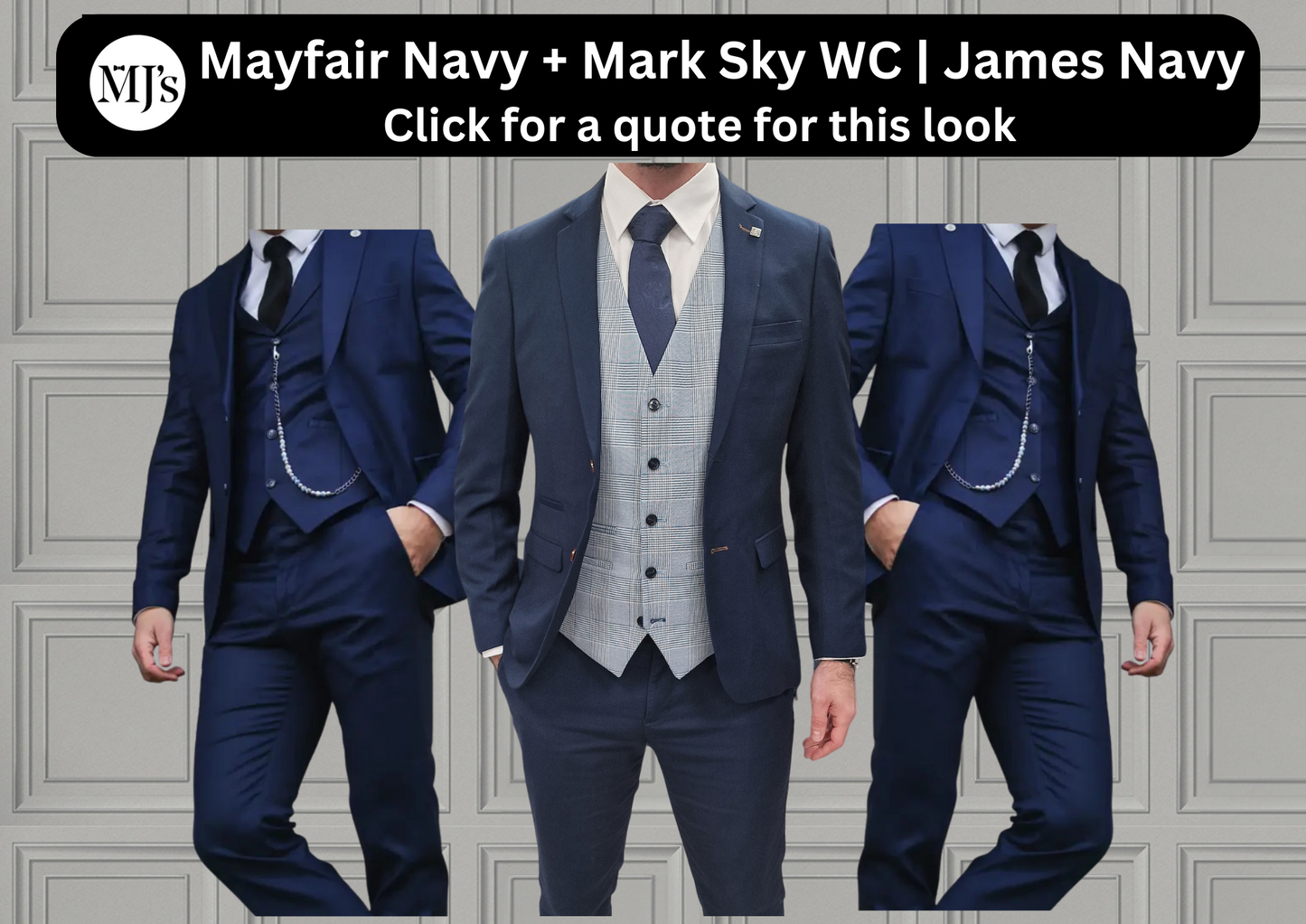 Mayfair Navy Jacket & Trouser with Mark Sky waistcoat + James Navy Wedding Quotation
