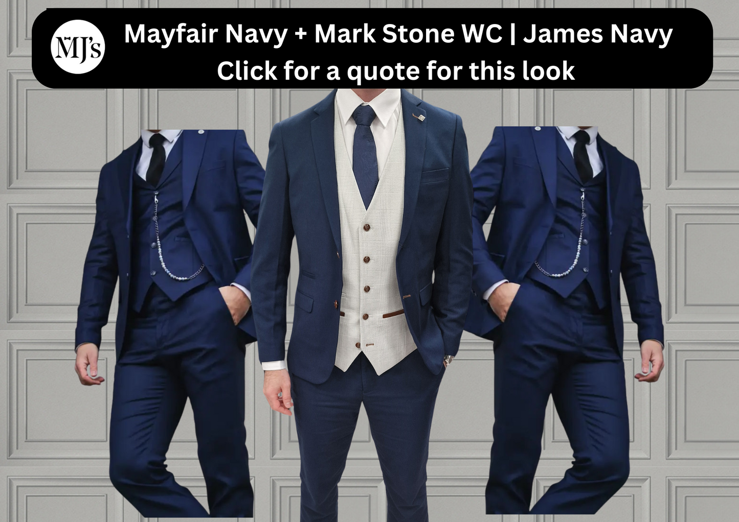Mayfair Navy Jacket & Trouser with Mark Stone waistcoat + James Navy Wedding Quotation (Copy) (Copy)