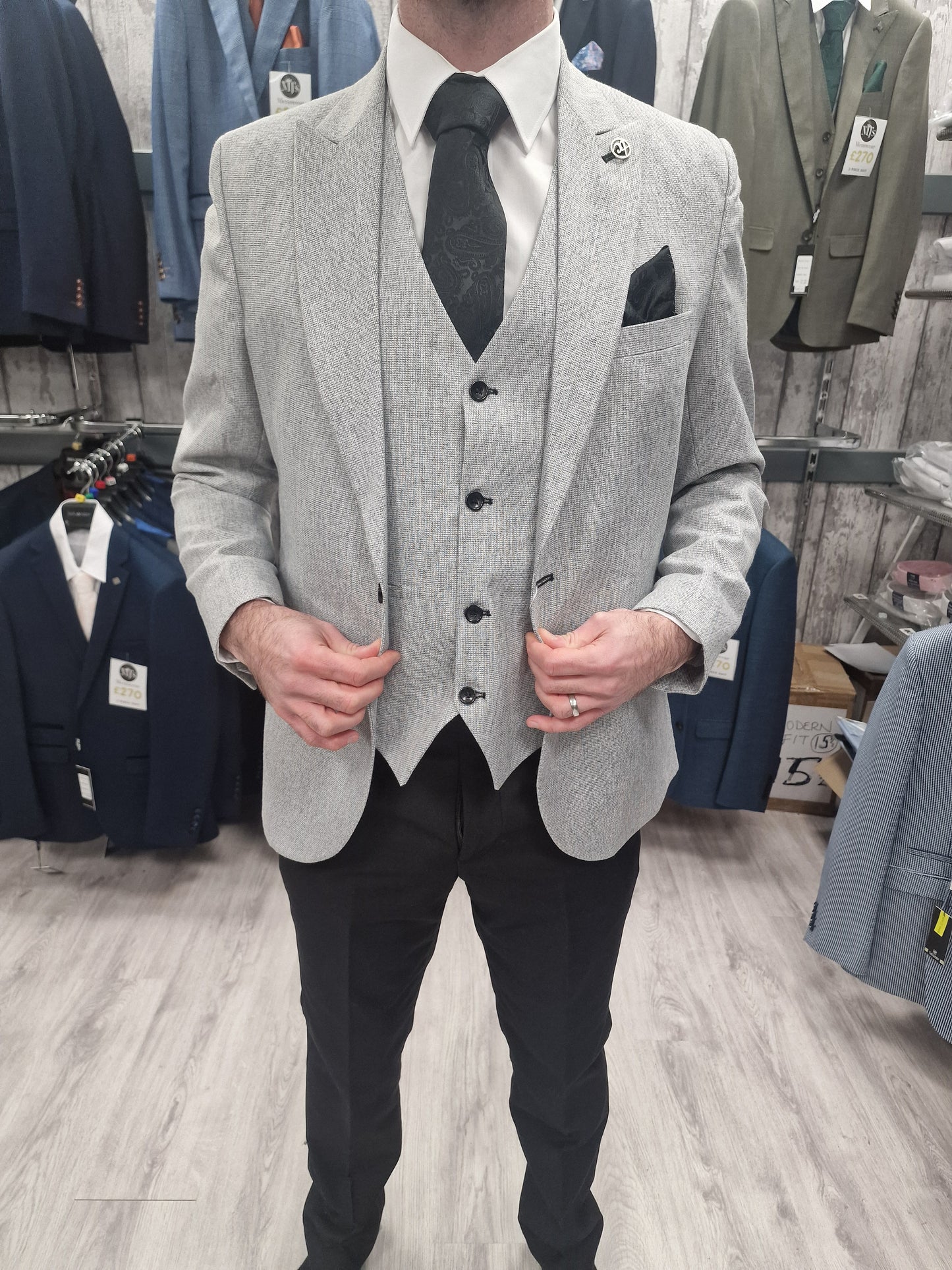 Jason Grey Suit with black trousers