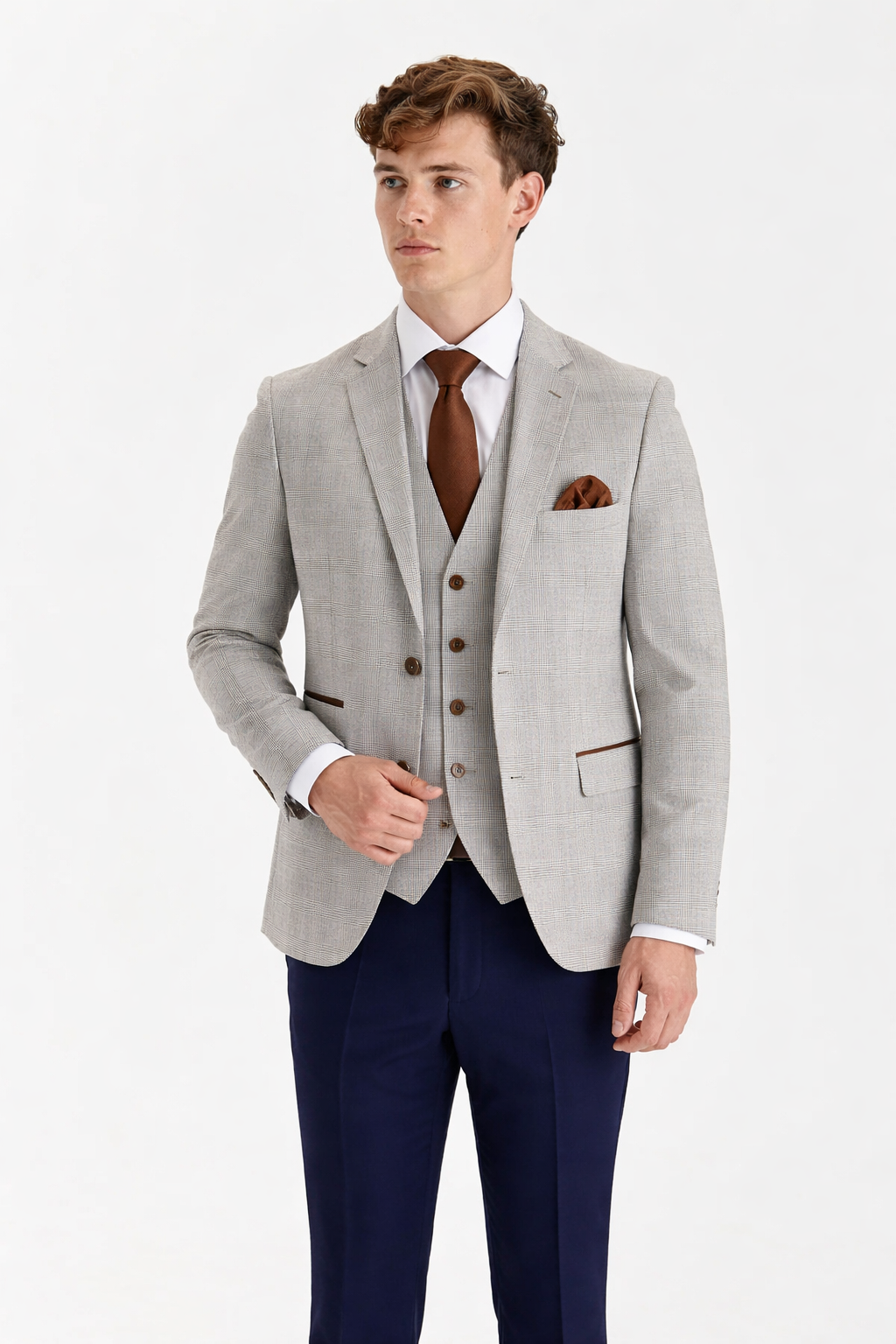 Leo Beige with navy trouser For Hire