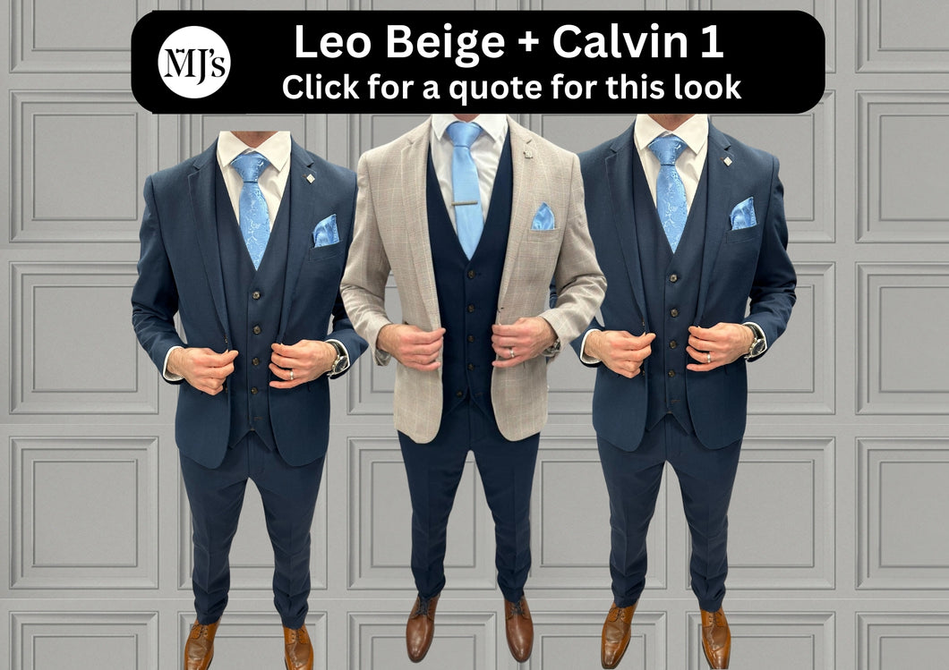 Leo Beige + Calvin Navy Hire Wedding Quotation 1