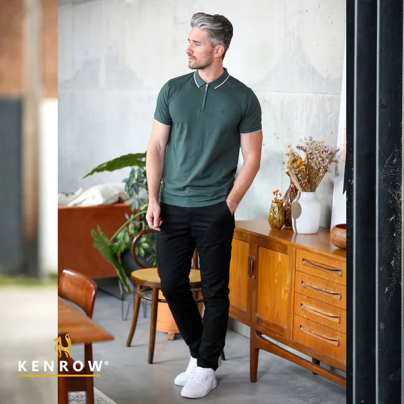 Luca Zip Dark Olive Polo