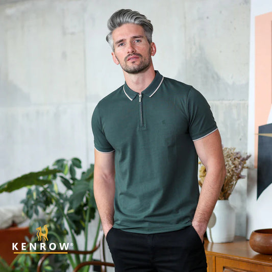 Luca Zip Dark Olive Polo