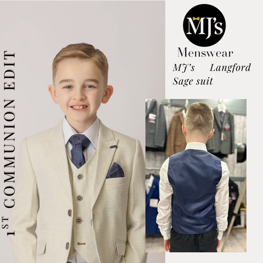 Boy's Langford Sage Green 3 Piece Suit