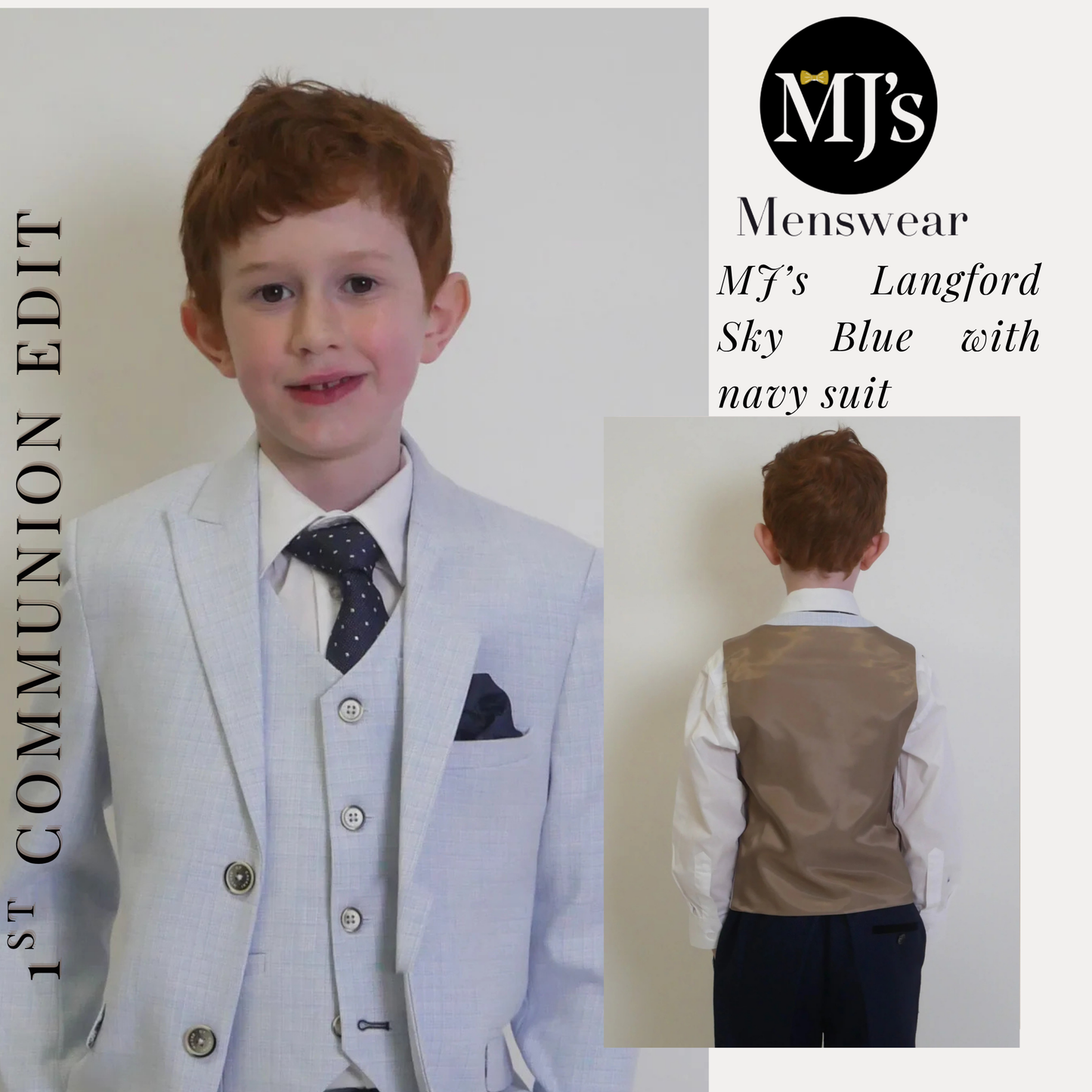 Boy's Langford Sky Blue 3 Piece Suit