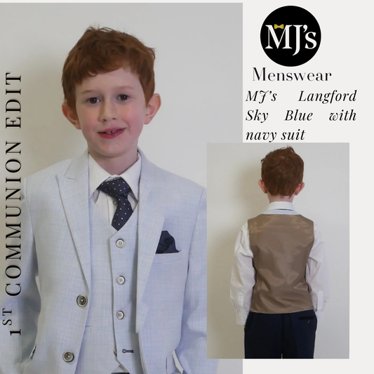Boy's Langford Sky Blue 3 Piece Suit