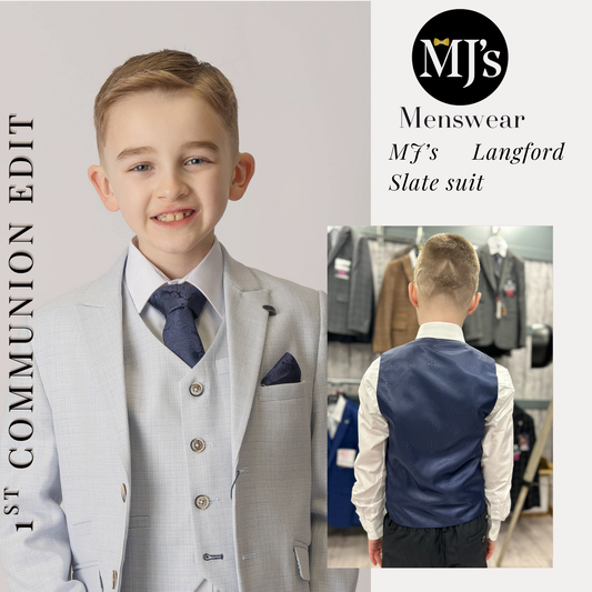 Boy's Langford Slate 3 Piece Suit