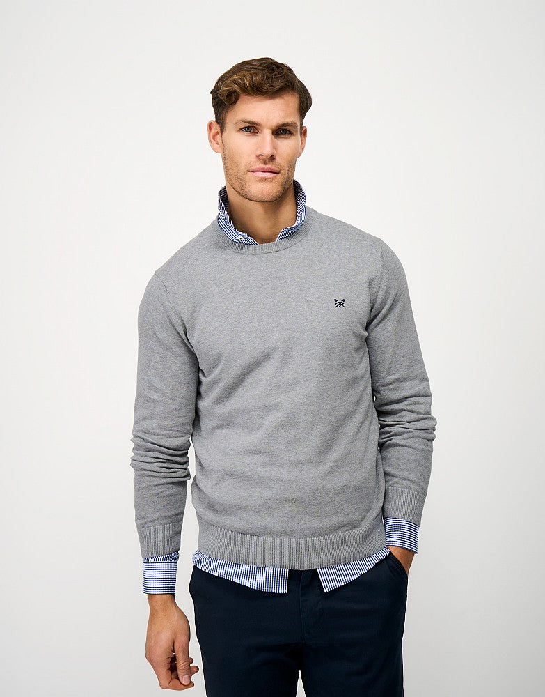 Cotton Crew Neck Jumper in Grey