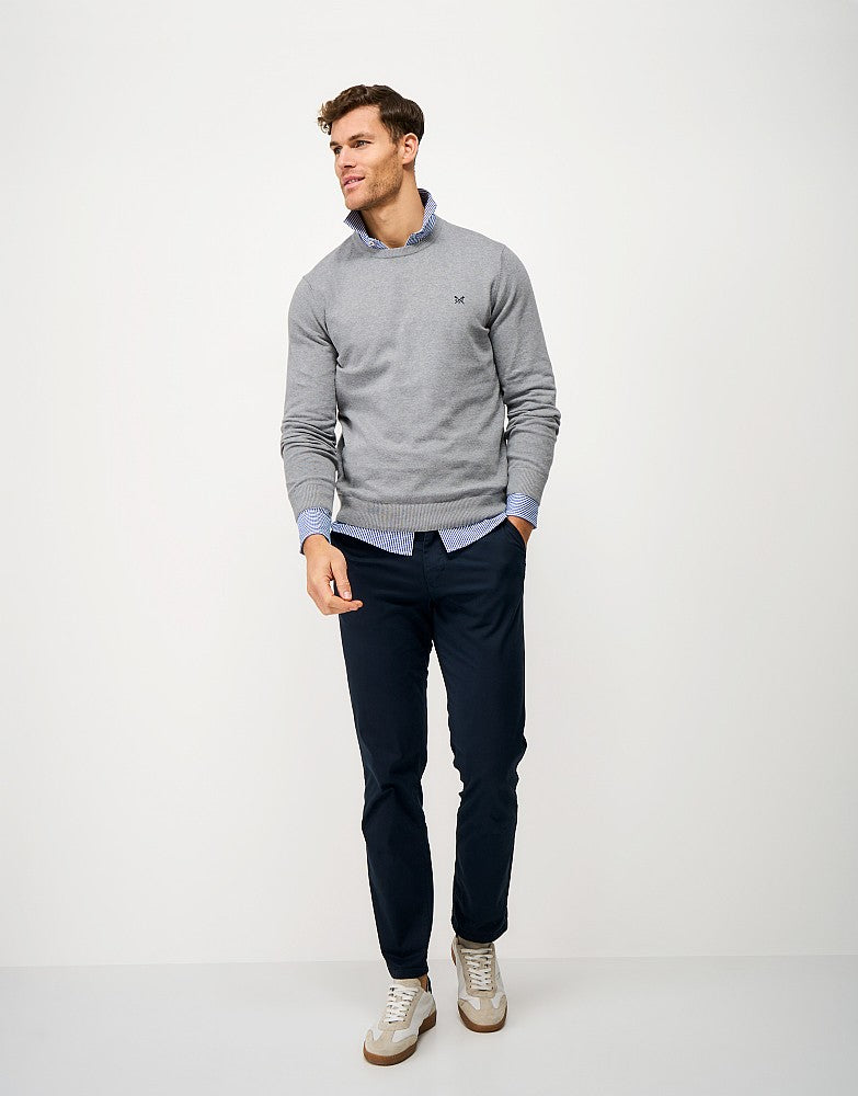 Cotton Crew Neck Jumper in Grey
