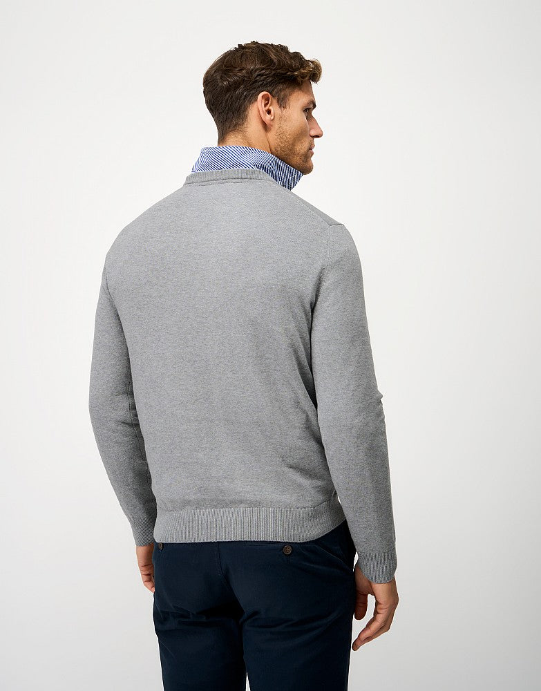 Cotton Crew Neck Jumper in Grey