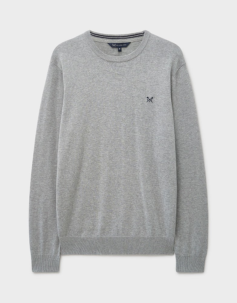 Cotton Crew Neck Jumper in Grey