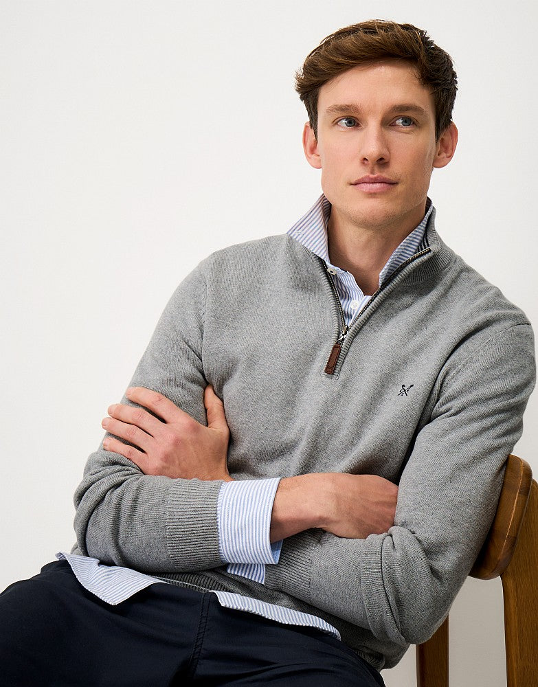 Classic Half Zip Jumper in Grey
