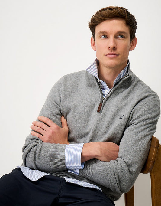 Classic Half Zip Jumper in Grey