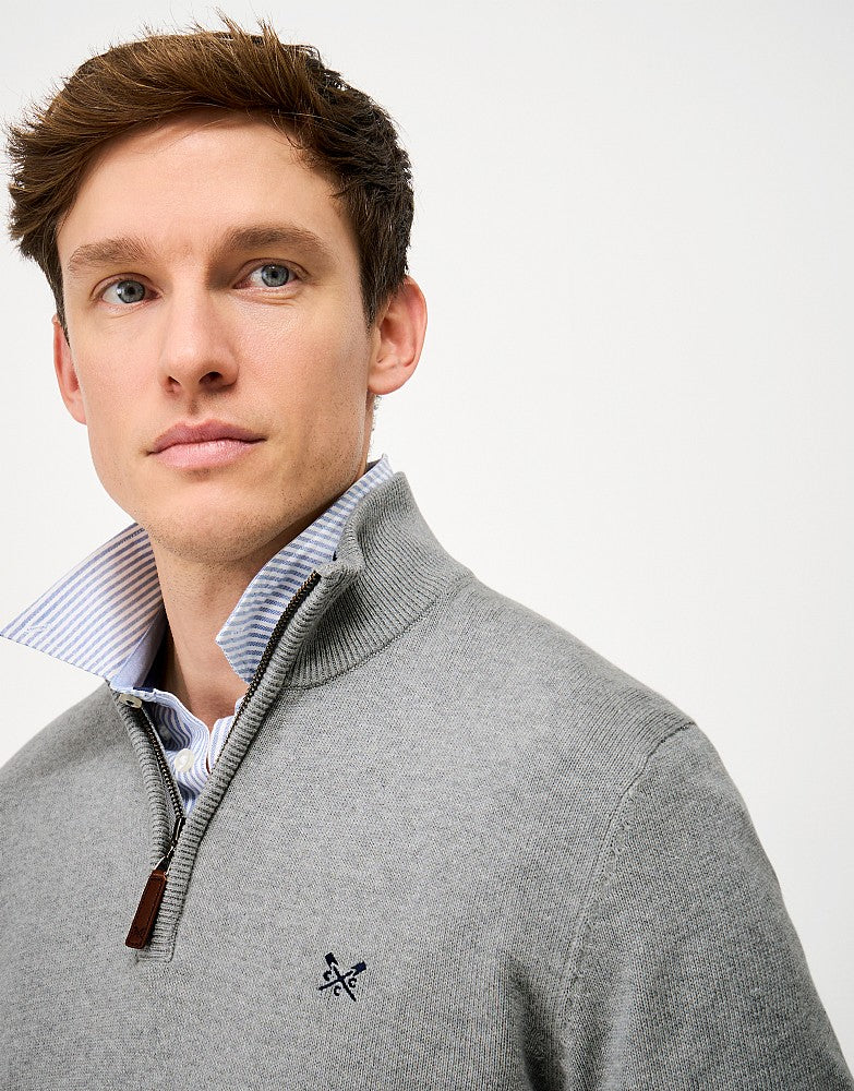 Classic Half Zip Jumper in Grey