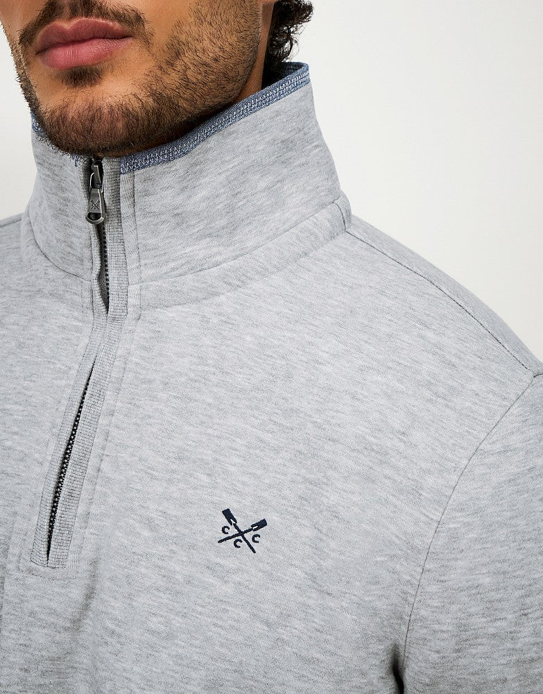 Half Zip Sweat in Heritage Grey Marl
