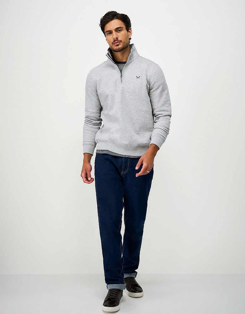 Half Zip Sweat in Heritage Grey Marl