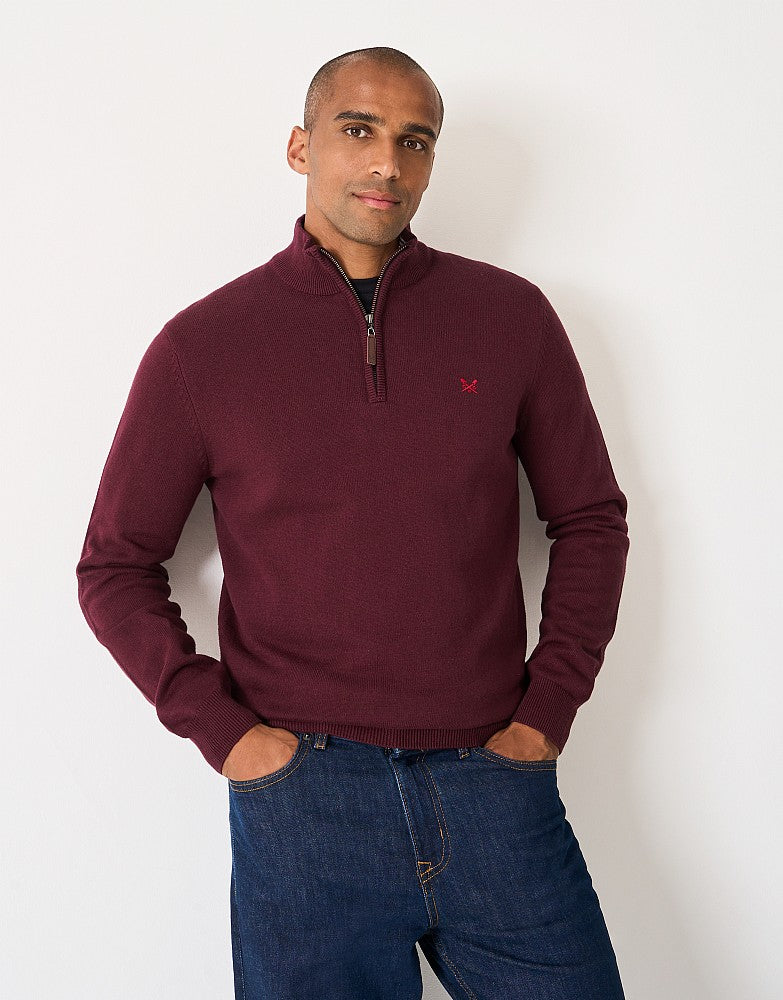Classic Half Zip Jumper in Burgundy