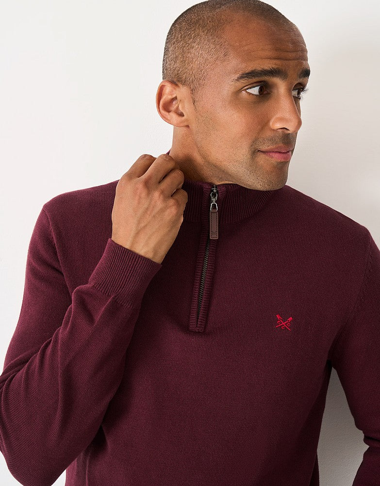 Classic Half Zip Jumper in Burgundy